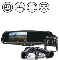Rear View Safety | Backup Camera System with Replacement Mirror Monitor and Quick Connect/Disconnect Kit | RVS-770718-213