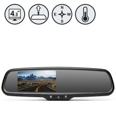 Rear View Safety Replacement Mirror Monitor with Compass and Temperature RVS-718-CT