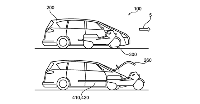 Ford Patents Car with Removable Electric Motorcycle