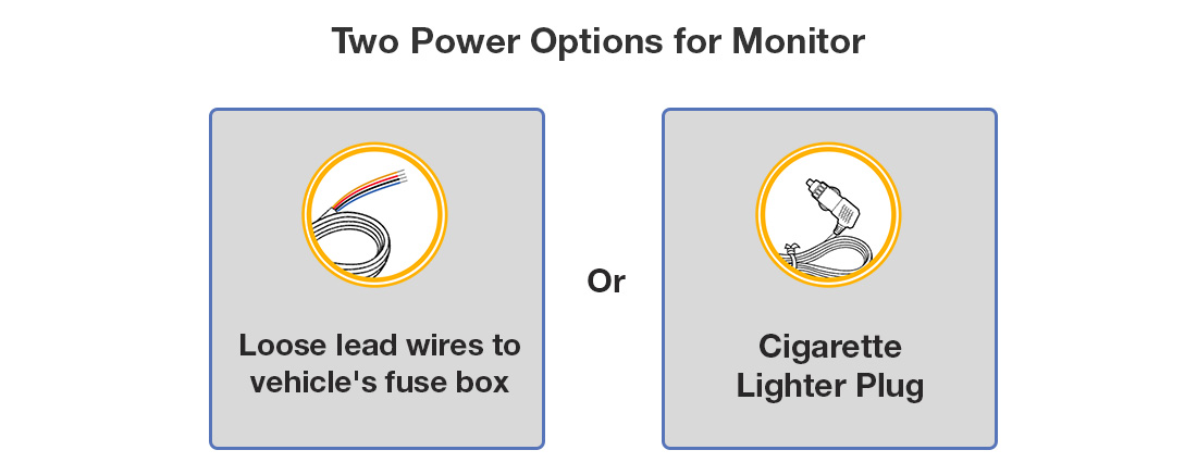 Wireless Backup Camera System with Dual Screen Monitor Power Options