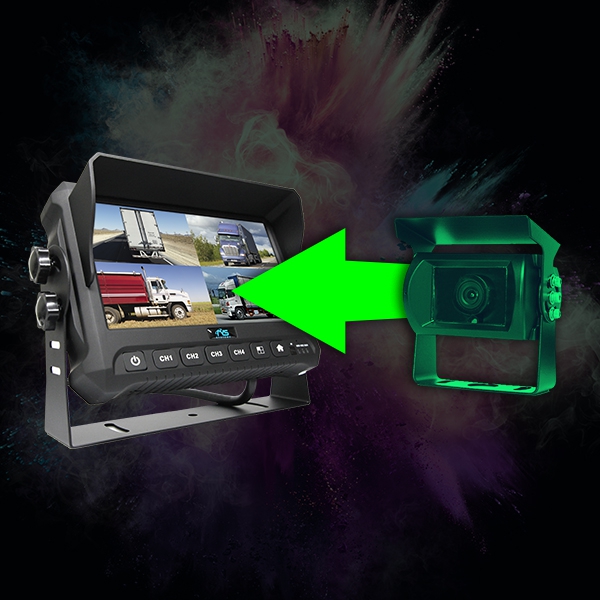 7" Digital Quad View Color Monitor with Built-In DVR | RVS-3710-DVR