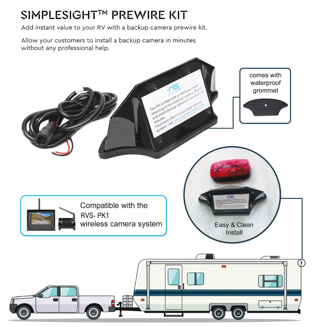 5" Single Channel Digital Wireless Camera System with Camera for SimpleSight Prewire Kit - RVS-PK1 5" Single Channel Digital Wireless Camera System with Camera for SimpleSight Prewire Kit - RVS-PK1